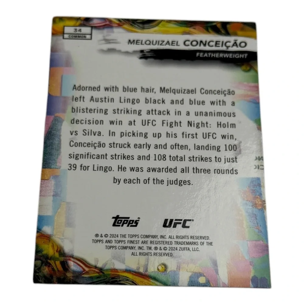 2024 Topps Finest UFC Melquizael Conceicao Rookie Card 34 Common Featherweight